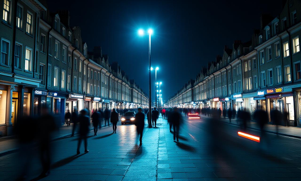Night view of a UK smart city